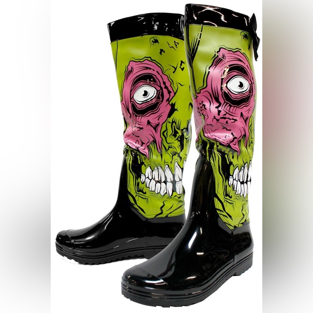 Rare Discontinued Iron Fist Zombie Rain Boots New with defects 18.5” US 10 EU 41 - Picture 2 of 16